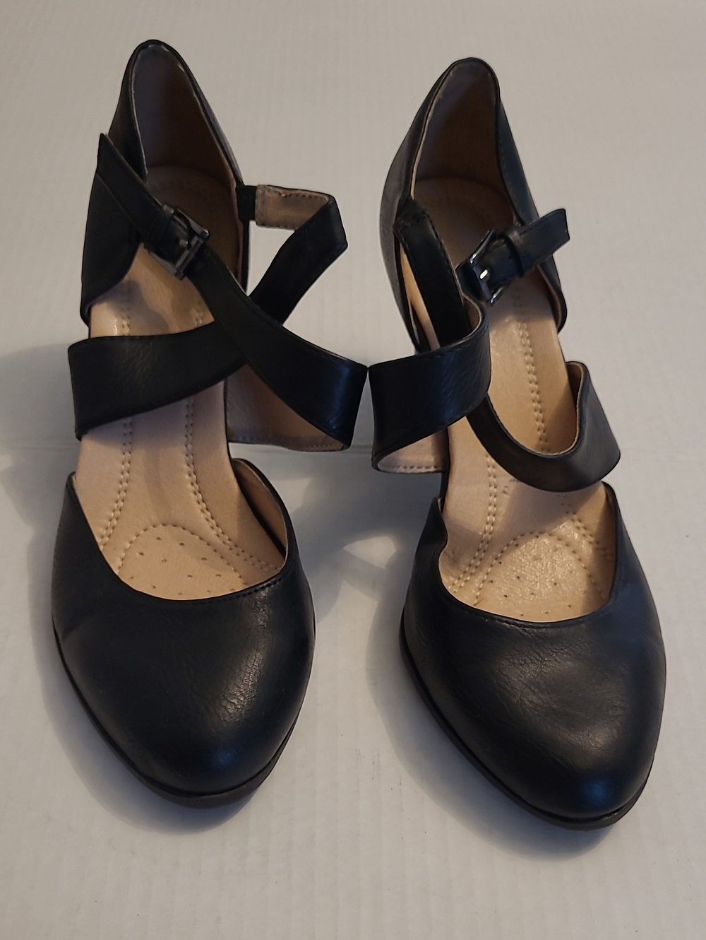 Classic Black Strappy Heeled Pumps